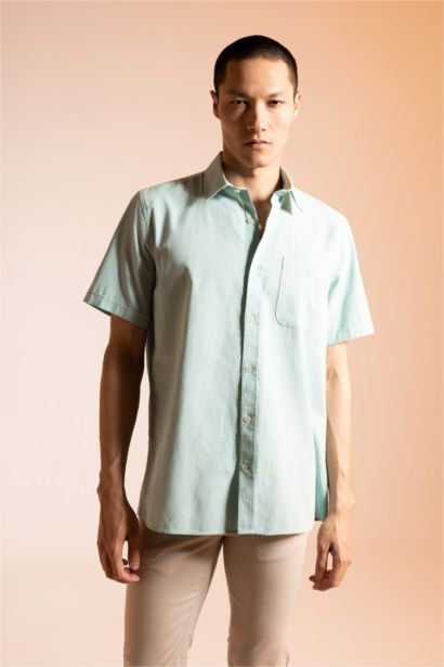 Regular Fit Polo Collar Cotton Shirt