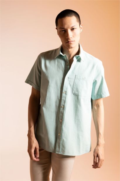 Regular Fit Polo Collar Cotton Shirt