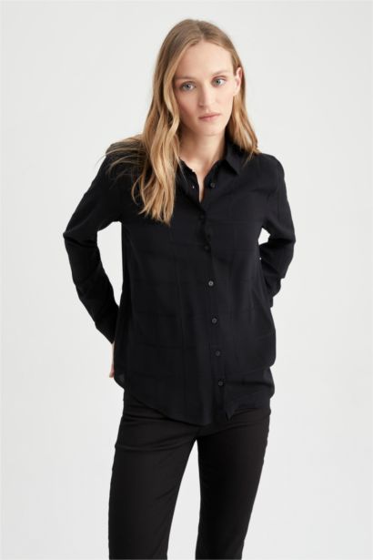 Regular Fit Shirt Collar Long Sleeve Shirt