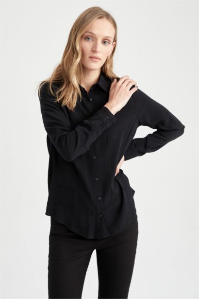 Regular Fit Shirt Collar Long Sleeve Shirt