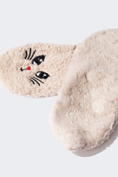 Kadın Kedi Temalı Pelüş Ev Çorabı