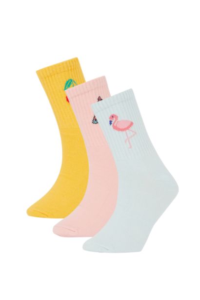 Girls' Cotton 3 Pack Long Socks