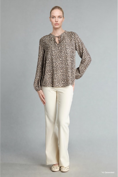 Regular Fit Leopar Desenli Bluz