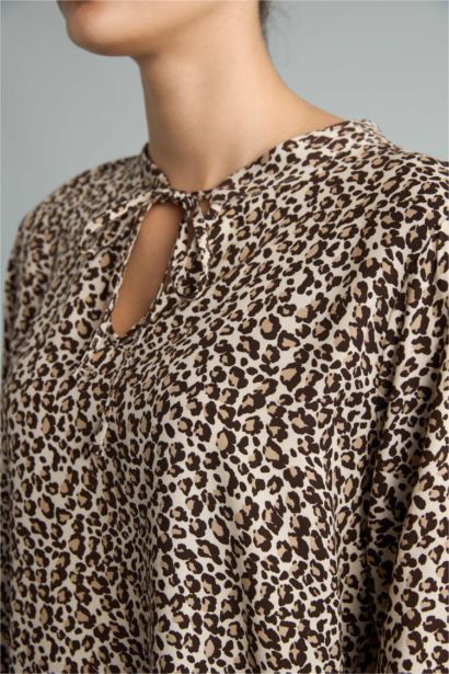 Regular Fit Leopar Desenli Bluz