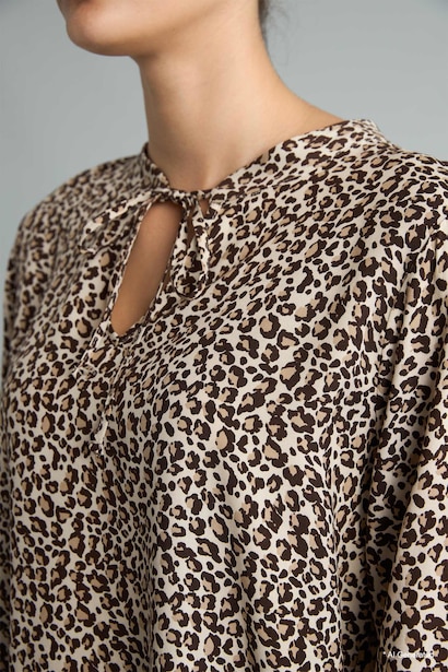 Regular Fit Leopar Desenli Bluz