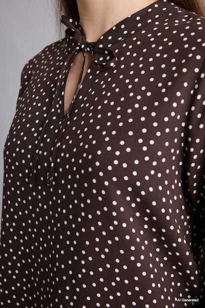 Regular Fit Crew Neck Printed Long Sleeve Blouse