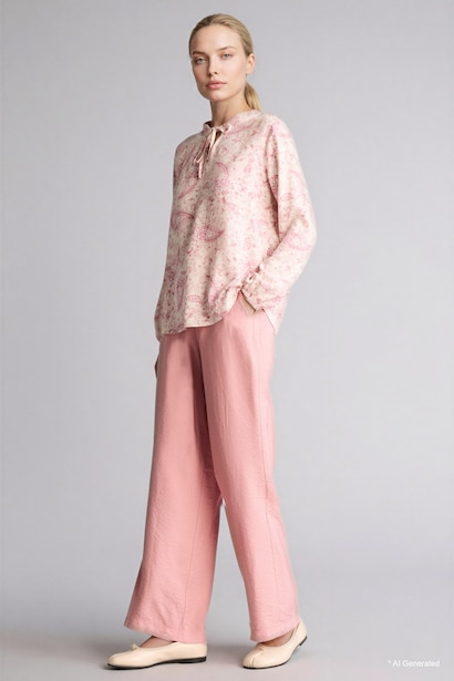 Printed Long Sleeve Blouse