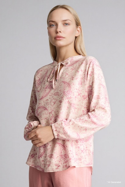 Printed Long Sleeve Blouse