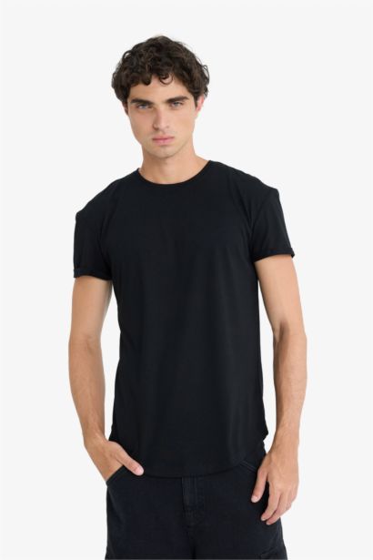 Long Muscle Fit Crew Neck Basic T-Shirt
