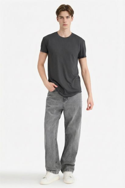 Long Muscle Fit Crew Neck Basic T-Shirt