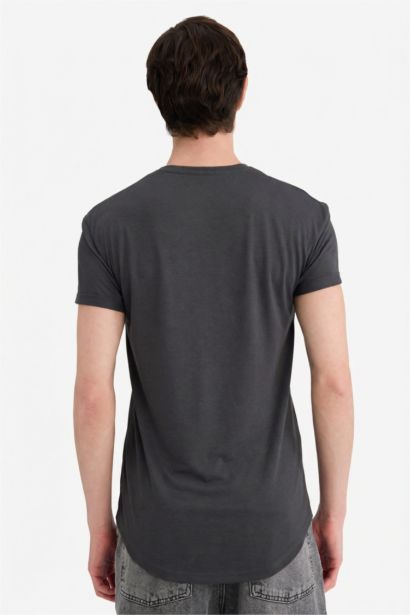 Long Muscle Fit Crew Neck Basic T-Shirt