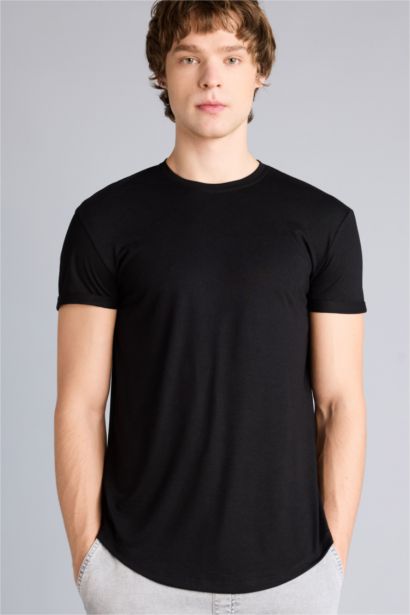 T-shirt basique long à col rond