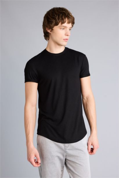 T-shirt basique long à col rond