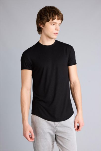 Long Muscle Fit Crew Neck Short Sleeve T-Shirt