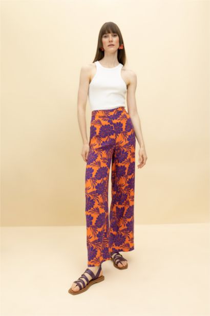 Palazzo Wide Leg Viscose Trousers