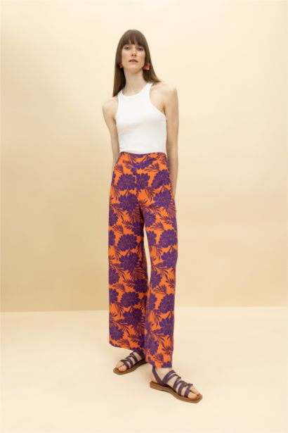 Palazzo Wide Leg Viscose Trousers