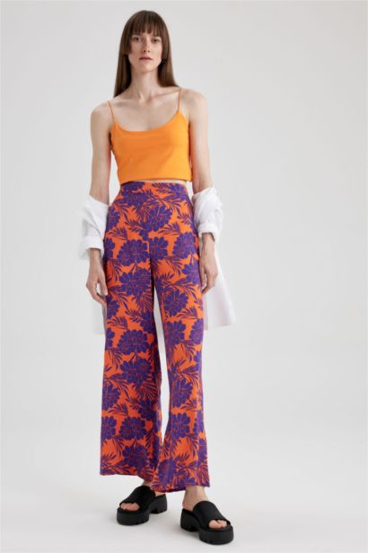 Palazzo Wide Leg Viscose Trousers
