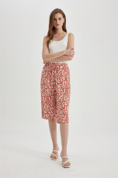 High Waist Crop Fit Viscose Capri