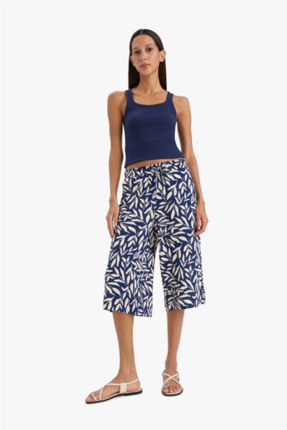 Short Capri taille haute en viscose