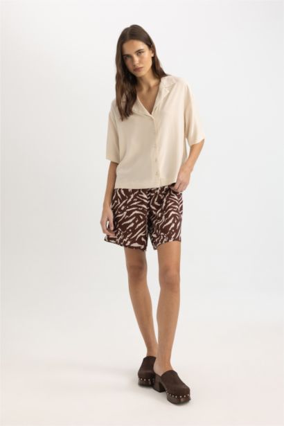 Relax Fit High Waist Wide Leg Shorts