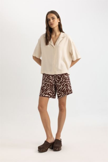 Relax Fit High Waist Wide Leg Shorts