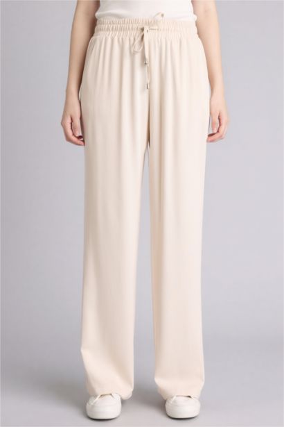 Брюки из вискозы Florida с высокой талией карманами и широкими штанинами