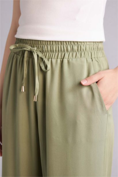 بنطرون فيسكوز فلورايدا برجل واسع وايد ليج بجيب وخصر عالي