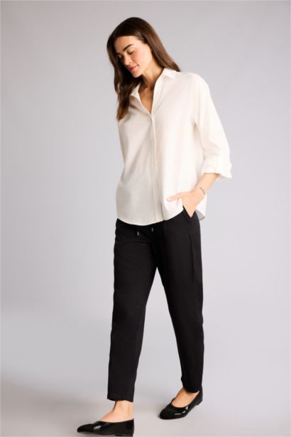 Pantalon Belmando style harem à taille haute avec poches et jambes droites