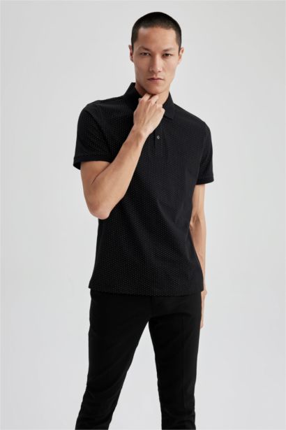 Slim Fit Printed Short Sleeve Polo T-Shirt