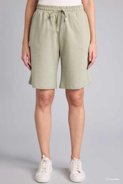 Short Bermuda en tissu sweat droit à taille normale Coupe régulière
