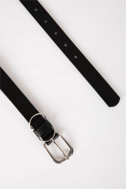 Women's Rectangle Buckle Leather Look Belt