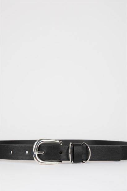 Women's Rectangle Buckle Leather Look Belt