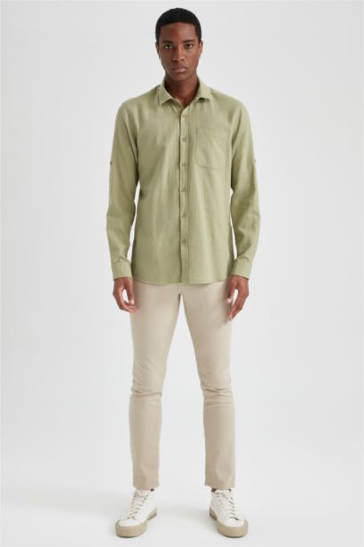 Рубашка приталенного кроя с длинным рукавом