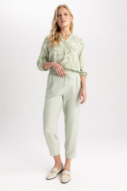 Pantalon De Jogging En Lin Taille Haute