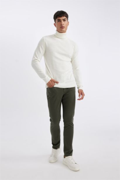 Slim Fit Turtleneck Basic Knitted Pullover