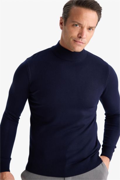 Slim Fit Turtleneck Basic Knit Pullover