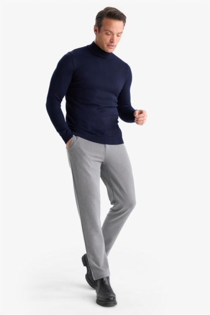 Slim Fit Turtleneck Basic Knit Pullover