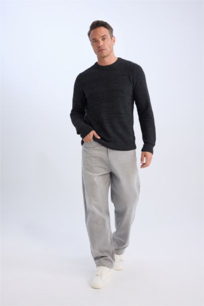 Standard Fit Textured Basic Knitwear Pullover