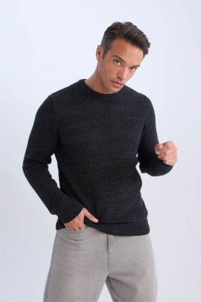 Standard Fit Textured Basic Knitwear Pullover