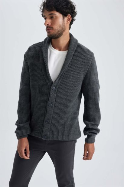Standard Fit Shawl Collar Knitwear Cardigan