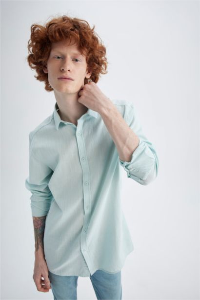 слим пішімі Ұзын жеңді көйлек