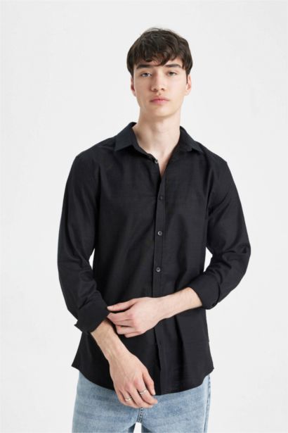 Slim Fit Long Sleeve Cotton Shirt