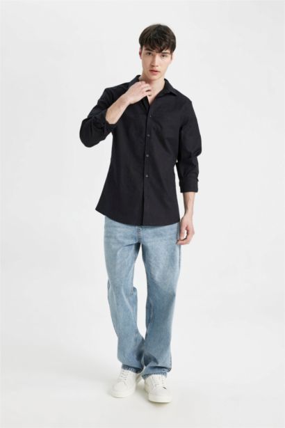 Slim Fit Long Sleeve Cotton Shirt