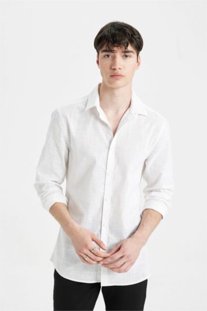 قميص كم طويل سليم فيت