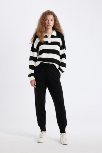 Pantalon Jogging en tricot basique taille élastique avec lacet