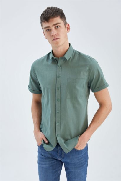 Slim Fit Polo Neck Short Sleeve Shirt