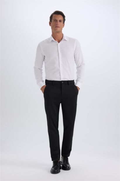 Slim Fit Dar Kesim Polo Yaka Kolay Ütülenen Oxford Basic Düz Uzun Kollu Gömlek