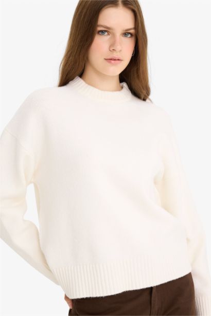 Oversize Loose Fit Crew Neck Knit Pullover