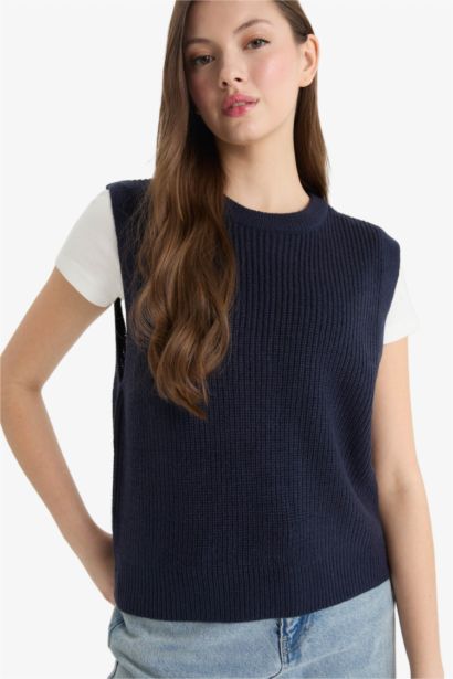 Oversize Fit Crew Neck Knit Sweater