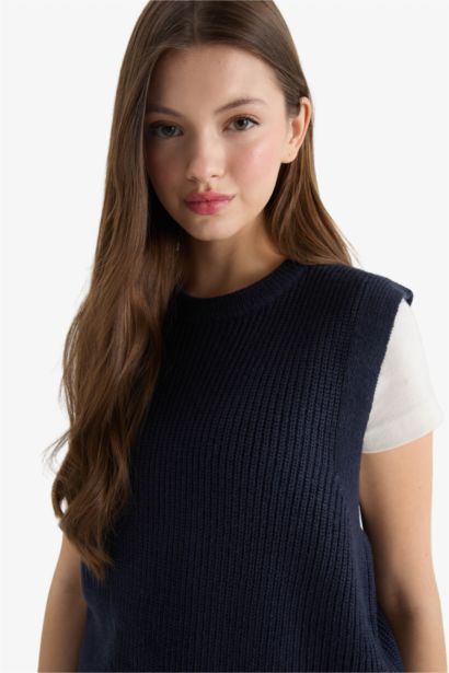 Oversize Fit Crew Neck Knit Sweater